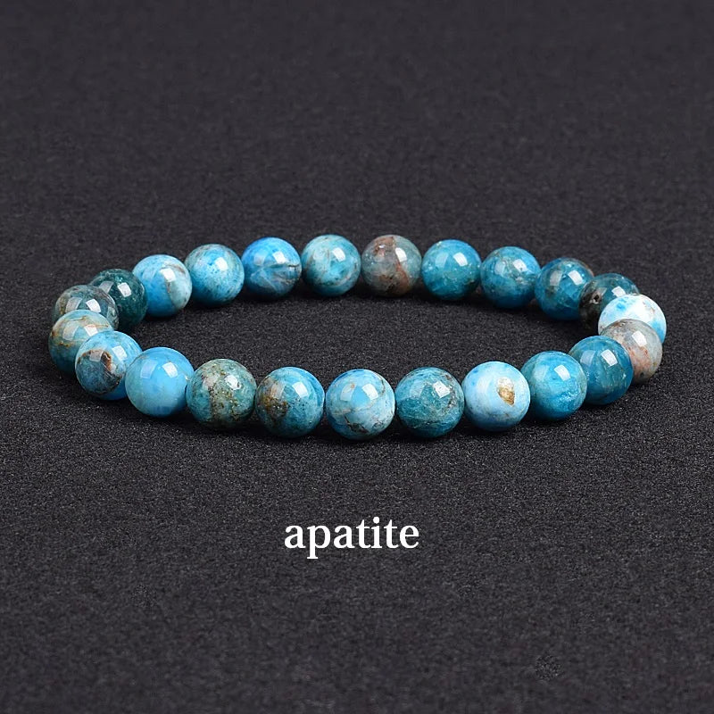 Natural Stone Beaded Bracelet with Tiger Eye, Lapis Lazuli, Agate & Apatite - High-Quality Gem Jewelry for Men