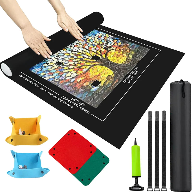 Puzzle Storage Mat Roll Up Felt Bag for Puzzles - Portable Travel Organizer