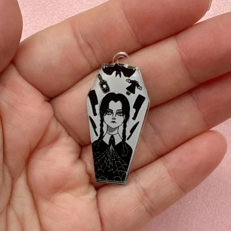 12pcs Acrylic Halloween Coffin Pendant Jewelry Making Set for Earrings, Necklaces, Keychains