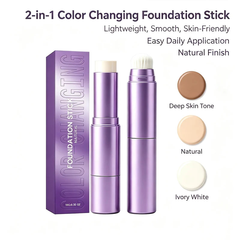 Lightweight Foundation Stick with Natural Matte Finish - Buildable, Portable, 3 Shades