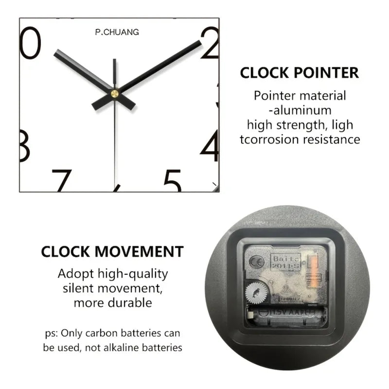 Silent Wall Clock with Large Digital Quartz Display for Living Room Bedroom Office