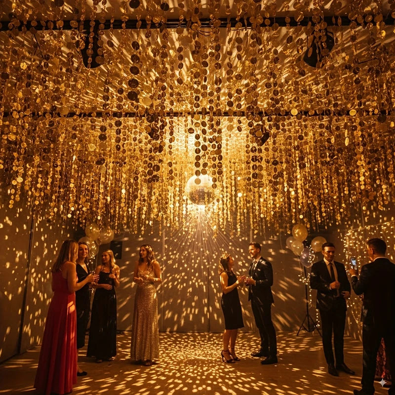Shimmer Golden Sequin Curtain Backdrop for Weddings Parties Holiday Decor