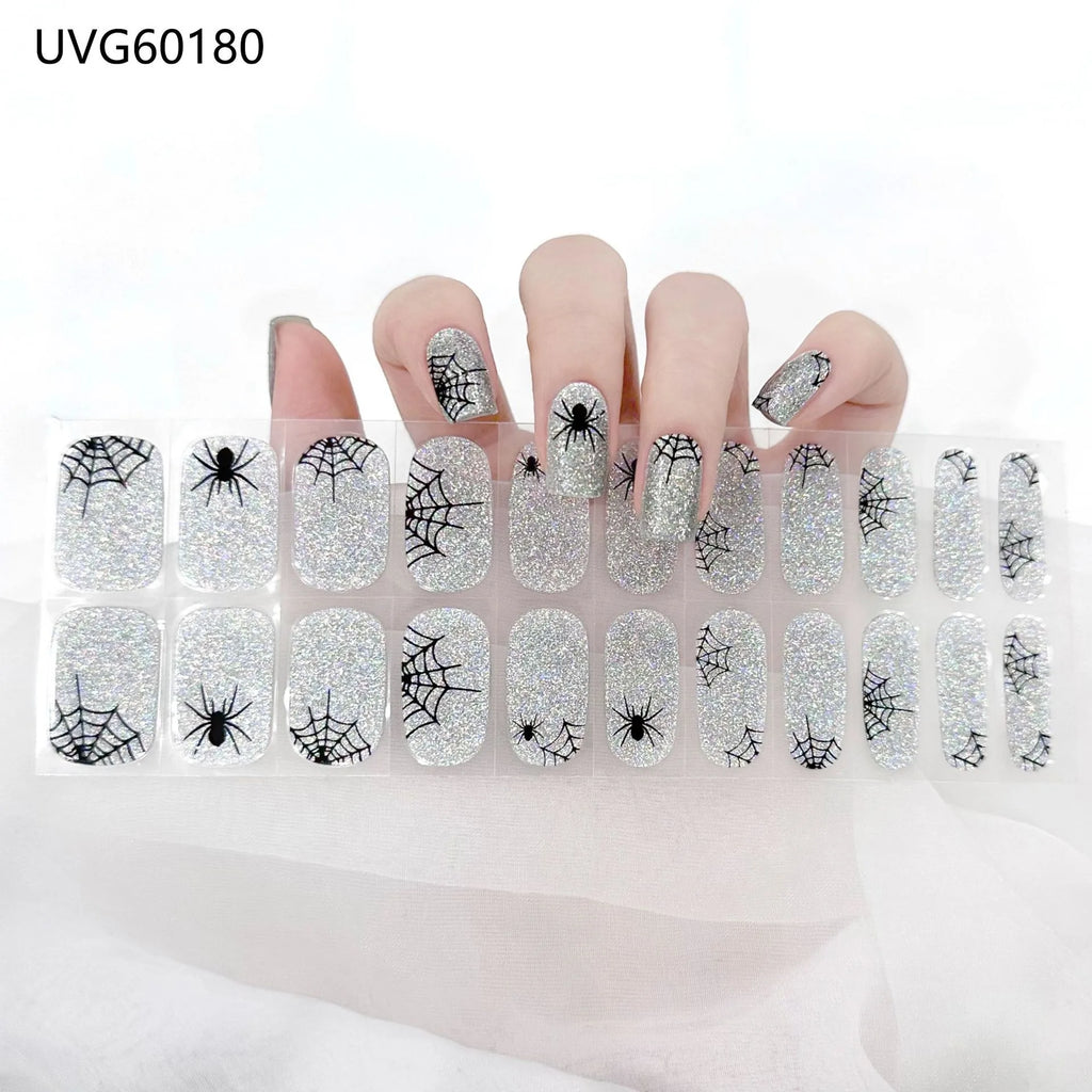 Semi Cured Gel Nail Stickers - Ombre Flower Aurora Nail Decorations for Salon & Home Use
