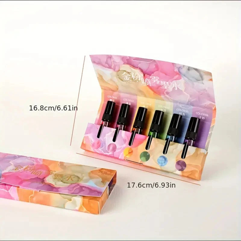 6Pcs Bright Gold Spray Ink Set for Graffiti & Art Projects Non-Fading Stackable Colors