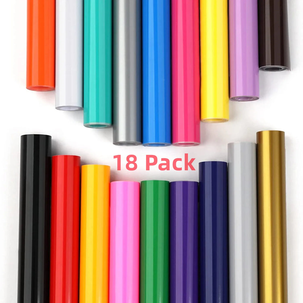 Permanent Vinyl Roll Set 18 Colors 12x3ft for Craft DIY Projects