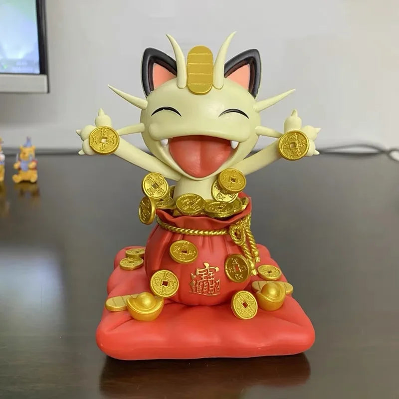 Miniature Rocket Team Meowth Figurine PVC Toy - Anime Lucky Cat Model