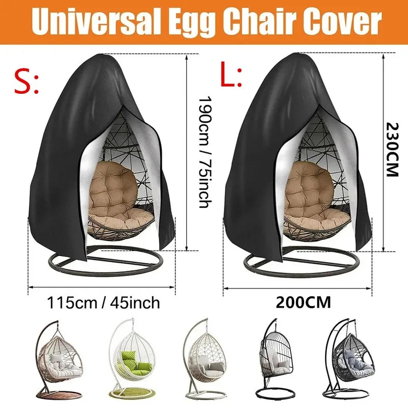 Waterproof Hanging Egg Chair Cover for Patio Garden Swing Seats - Windproof Dustproof 210D