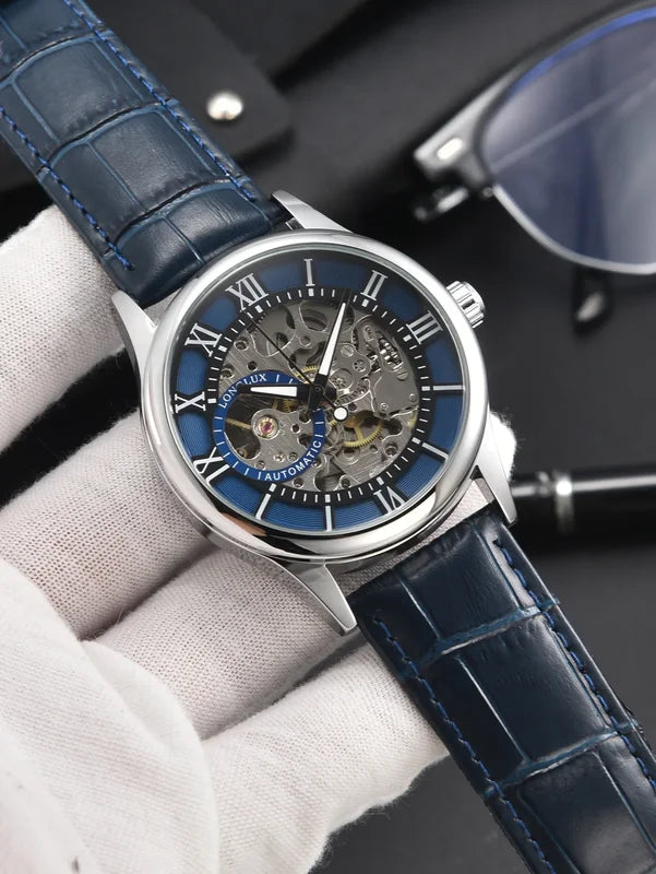 Automatic Mechanical Wristwatch Waterproof Leather Men’s Watch Gift