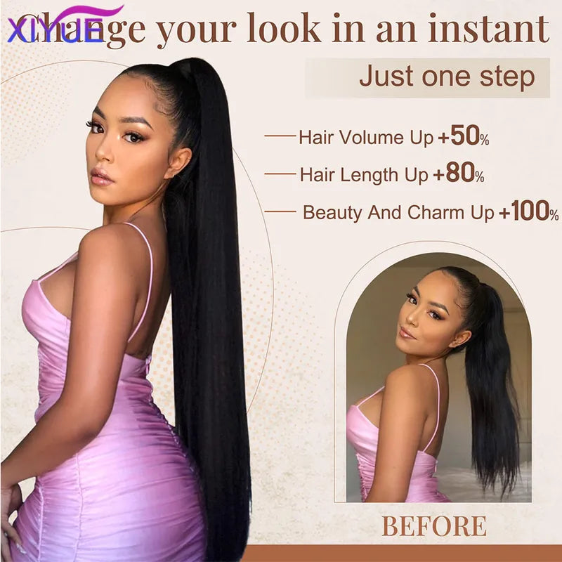 28 Inch Synthetic Ponytail Hair Extension Wavy Curling Hair Wrap for Women & Girls