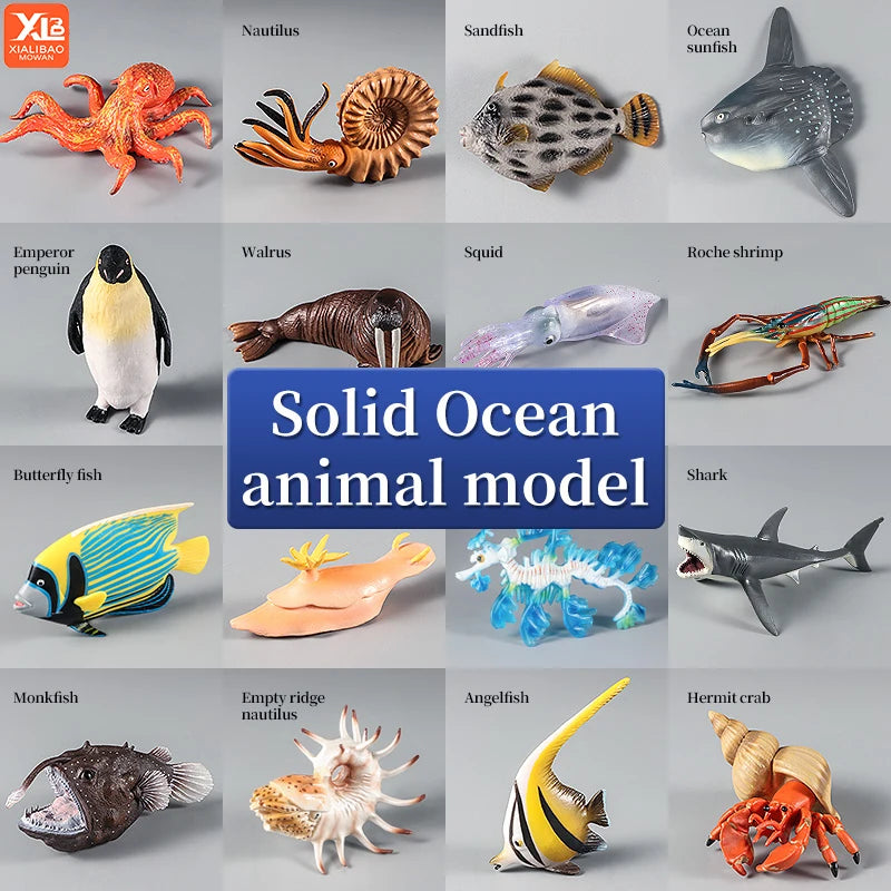 Marine Animal Action Figures Set - Whale Shark Octopus Penguin PVC Educational Toy