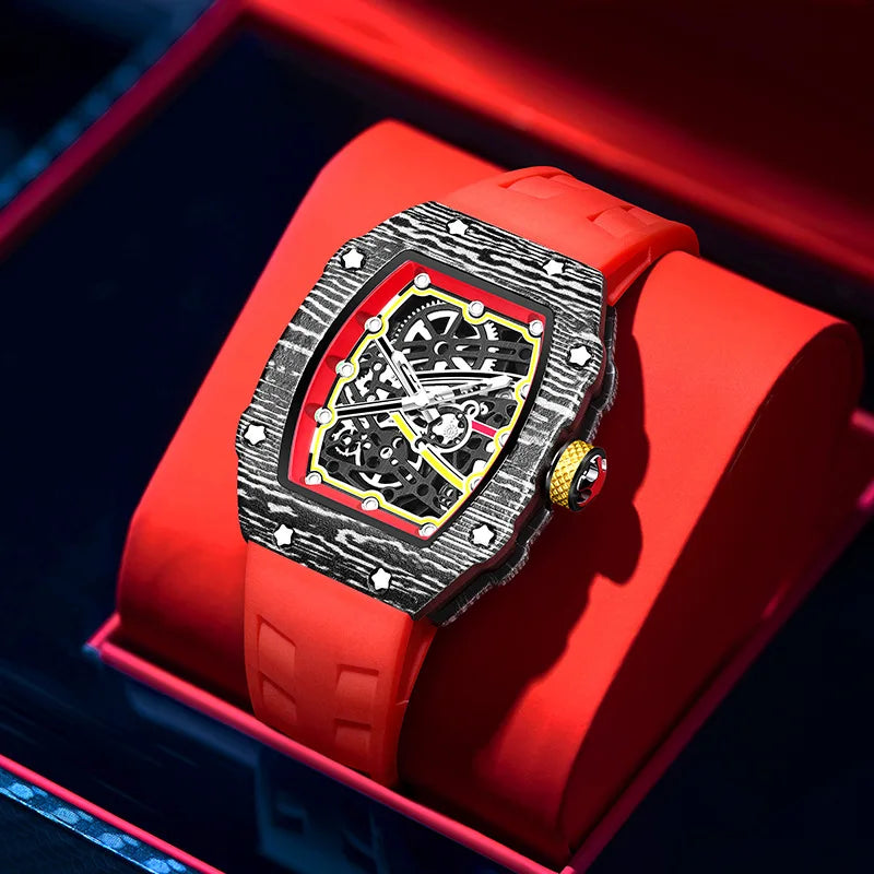 Trendy Quartz Watch for Men with Colorful Stripes and Painted Dial - Classic Date