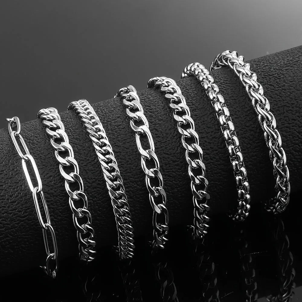 7-Piece Stainless Steel Bracelet Set for Men, 8.27 Inch Daily Wear Gift