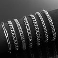 7-Piece Stainless Steel Bracelet Set for Men, 8.27 Inch Daily Wear Gift