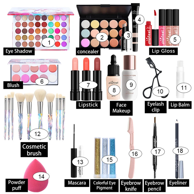 All-in-One Makeup Kit Set for Women - Complete Cosmetics Collection