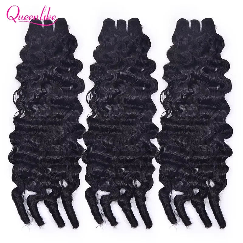 Queenlike Burmese Curly Human Hair Bundles 15A Double Drawn 3/4/6 Pack