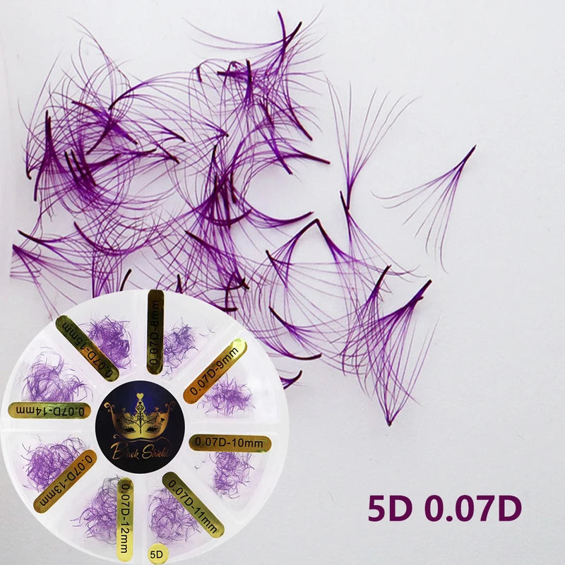 Colorful Premade Volume False Eyelash Extensions 5D Faux Mink Fans for Professional & Beginner Use