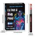 8-Color UV Fluorescent Body Paint Pens - Washable Glow Tattoo & Face Markers