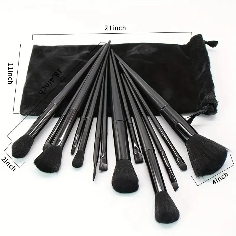 13-Piece Makeup Brush Set with Powder, Foundation, Blush & Kabuki Brushes – Assorted Handle Colors