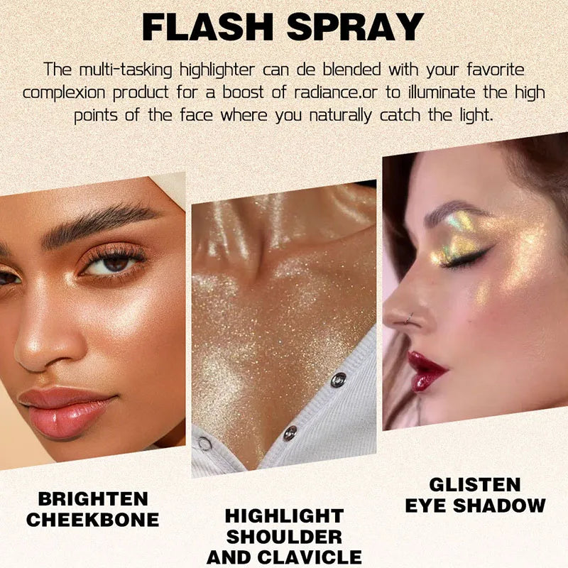 Glow & Shine Spray Highlighter Powder for Face & Body - Multiple Colors