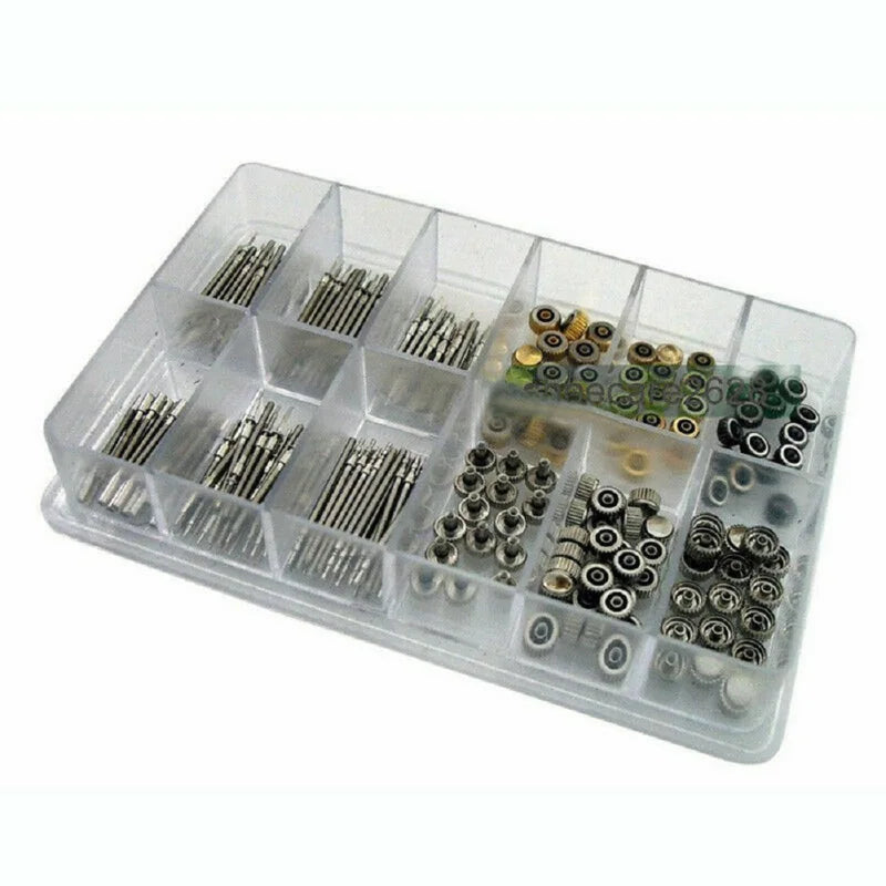 Watch Crown & Stem Set with Repair Tool Kit - Watch Extension Parts for Quartz Watches