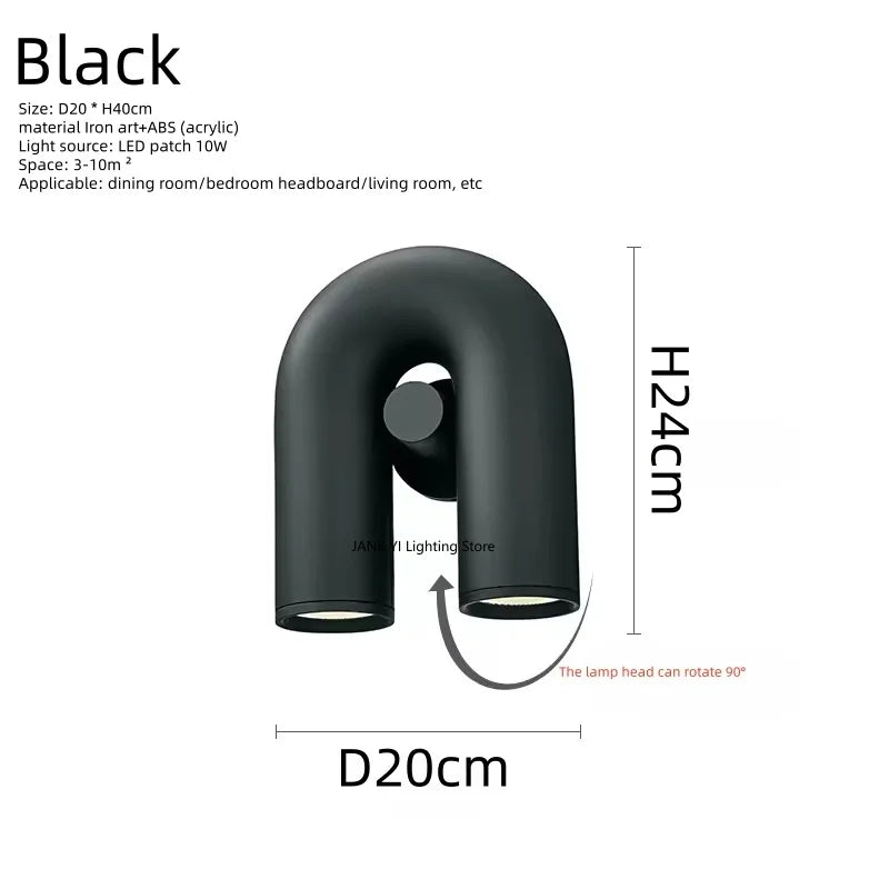 Wall Light Fixture LED Wall Lamp for Living Room Kitchen Decor Black Modern Design