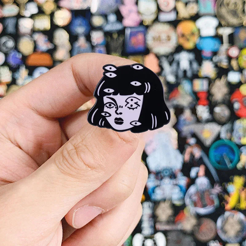 Junji Ito Enamel Pin Horror Movie Girl Metal Badge Comic Series Brooch - Halloween Accessories