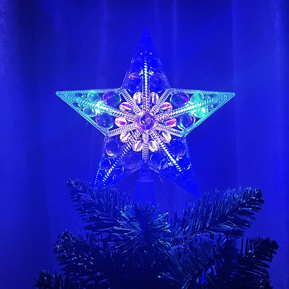 15cm LED Christmas Tree Top Star Light - Glowing Xmas Tree Decoration