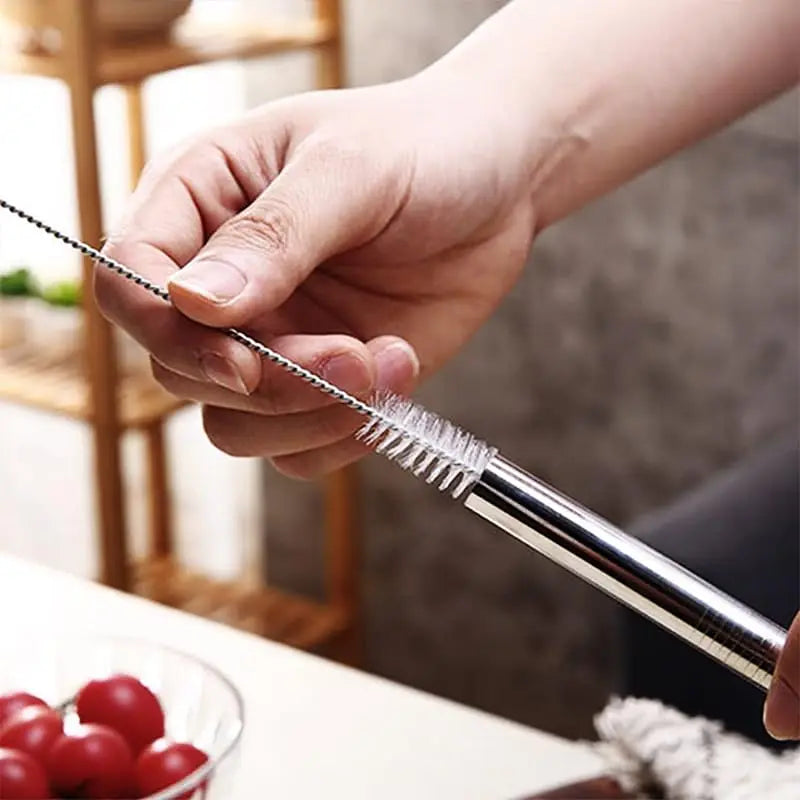Reusable Stainless Steel Bubble Tea & Milkshake Straws with Cleaning Brush - Extra Wide 12mm Diameter