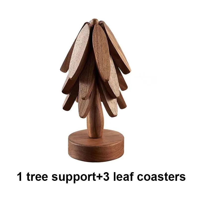 Wooden Tree Design Trivets Set - Heat Resistant Table Mats & Coasters