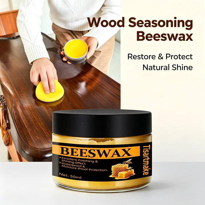 Wood Care Beeswax Solid Furniture Polish with Natural Scent - Waterproof & Restores Wooden Surfaces