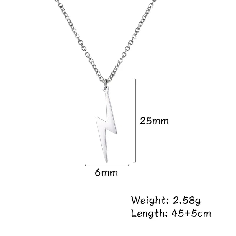 Skyrim Lightning Pendant Necklace - Geometric Stainless Steel Chain Jewelry for Women Men