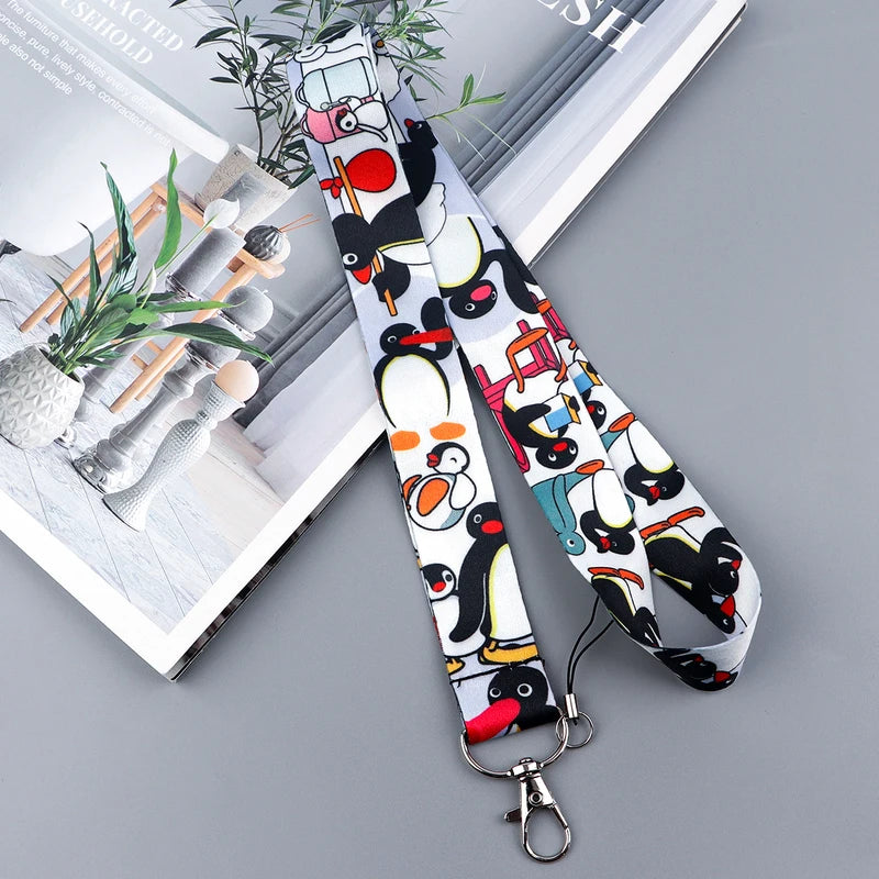 Penguin ID Badge Holder Lanyard Key Ring Card Cover Travel Accessory