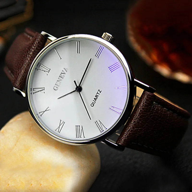 Minimalist Men's Quartz Wrist Watch with Leather Strap - Business & Casual Style