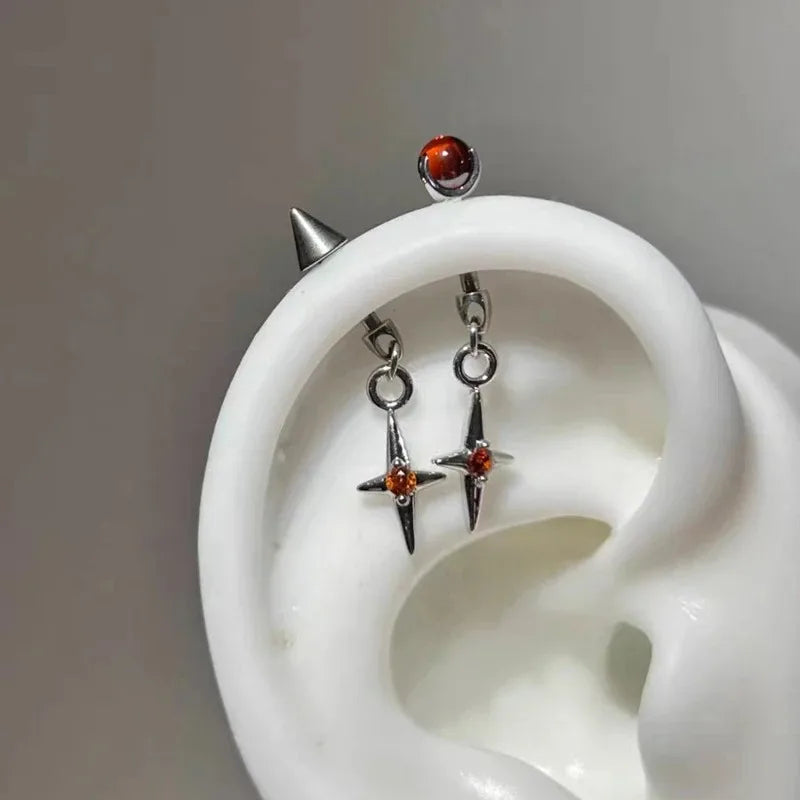 Metal Ear Studs Cone Star Pendant Earrings for Women - Jewelry Set