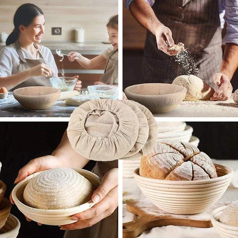 Bread Basket Liner Cloth Set - 10 Inch Round Dough Fermentation Covers DIY Baking Tools