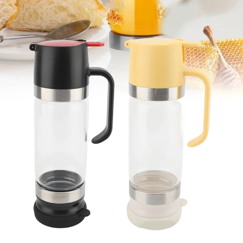 Honey Dispenser 350ml Glass Syrup Bottle with Handle Drip-Free Pouring