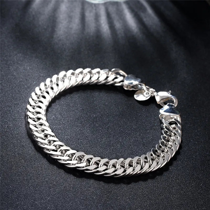 Sterling Silver Square Chain Bracelet for Women & Men - Gift & Party Jewelry