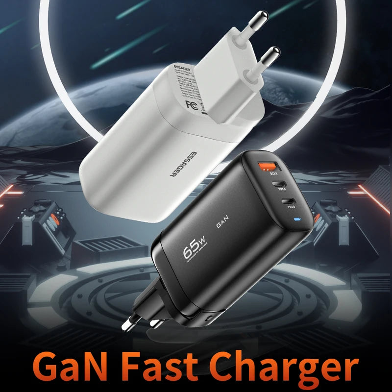 65W GaN USB-C Charger Fast Power Adapter for Laptop & Phone