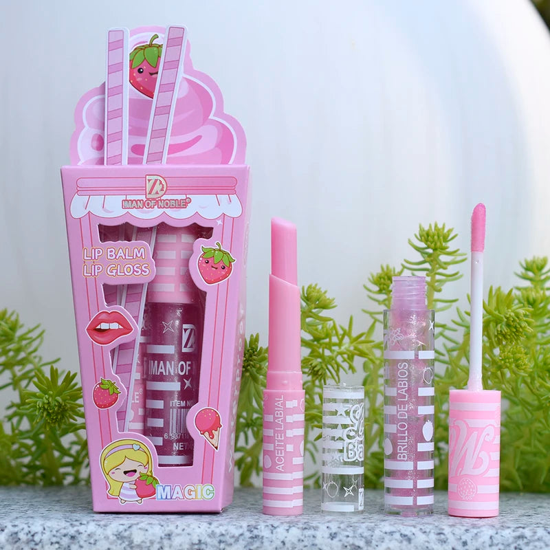 Cute Ice Cream Lip Gloss Set - Waterproof, Long-Lasting Moisturizing Lip Balm for Girls & Women