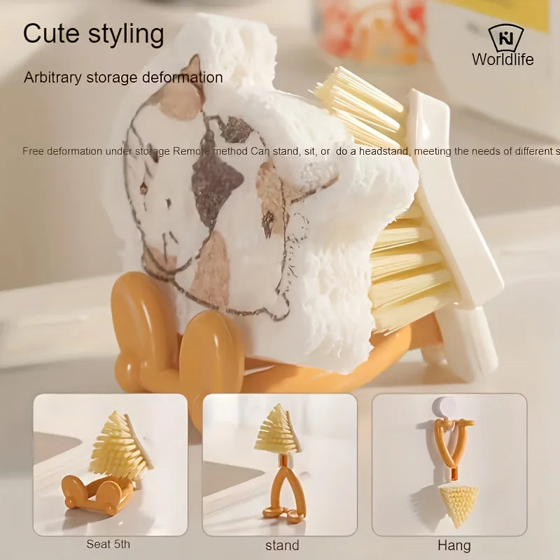 Multipurpose Cleaning Brushes Set with Triangle Head & Foldable Dusting Tools