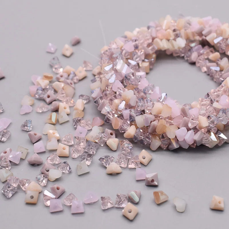 Faceted Triangle Glass Beads for Jewelry Making - Loose Crystal Spacer Beads