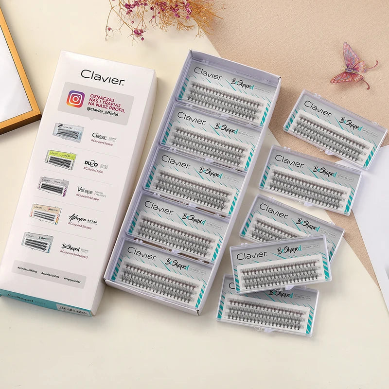 False Eyelash Set with Natural Tuft Silk Clusters - 10 Boxes, Custom Colors
