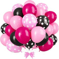 12-Inch Black and Pink Polka Dot Latex Balloons Set for Birthday Party Decorations