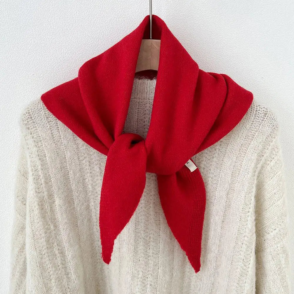 Women’s Wool Blend Triangle Scarf - Versatile Knitted Winter Neck Warmer