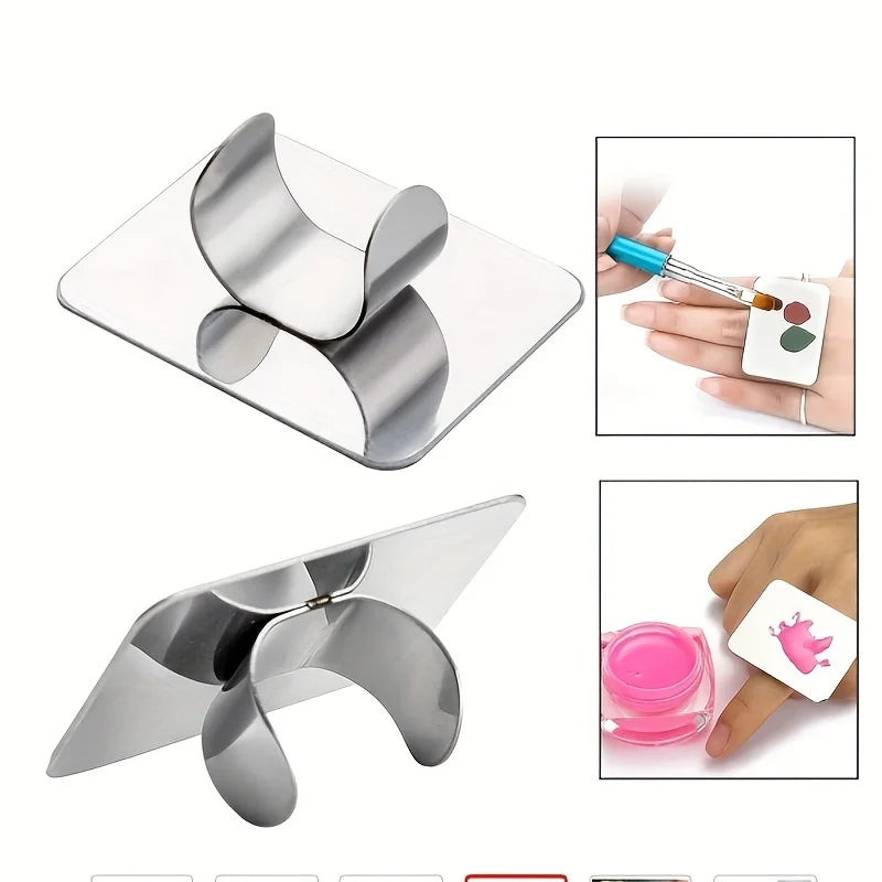 Makeup Mixing Palette with Spatula - Stainless Steel Cosmetic Tool for Foundation & Nail Art - Multiple Colors