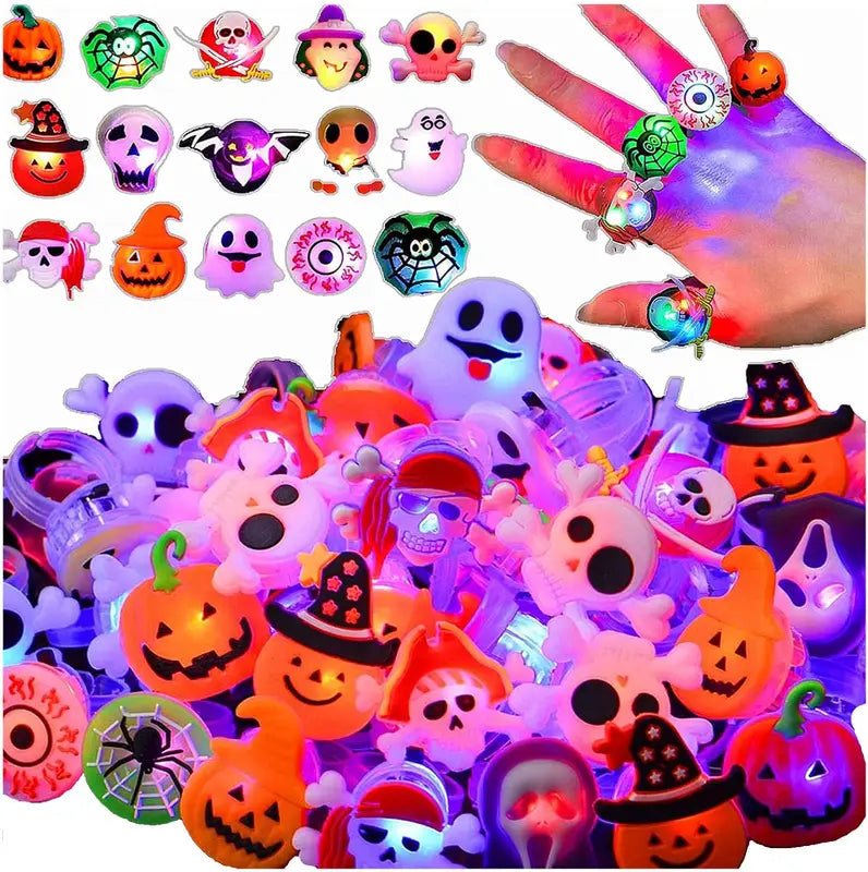 Halloween LED Light Up Rings 20/50 Pack Halloween Party Favors for Kids