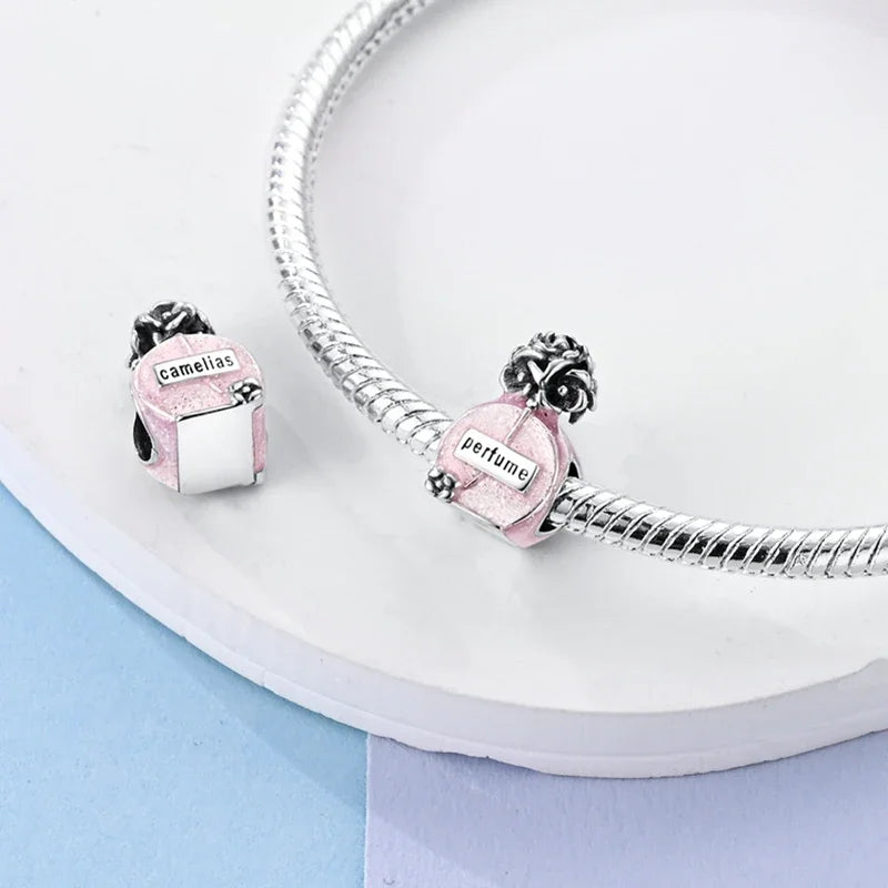 Sterling Silver Charm Beads with Bow and Perfume Bottle Design for DIY Jewelry Gifts