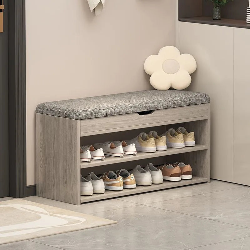 Multi-Color Shoe Change Stool with Integrated Storage for Entryway