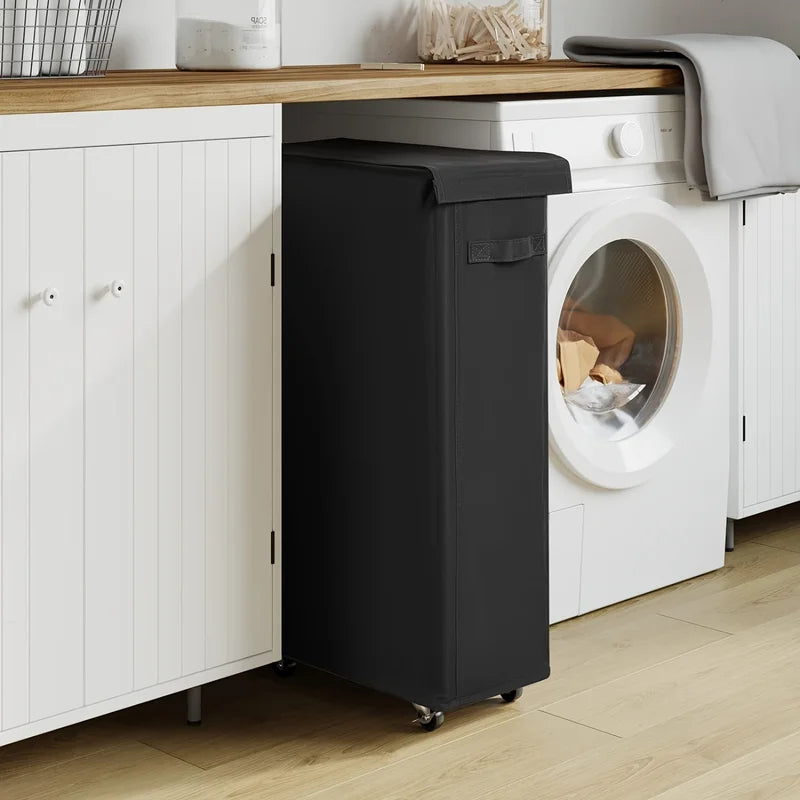 Laundry Basket with Wheels and Lid - Foldable Hamper for Bedroom Bathroom Dorm