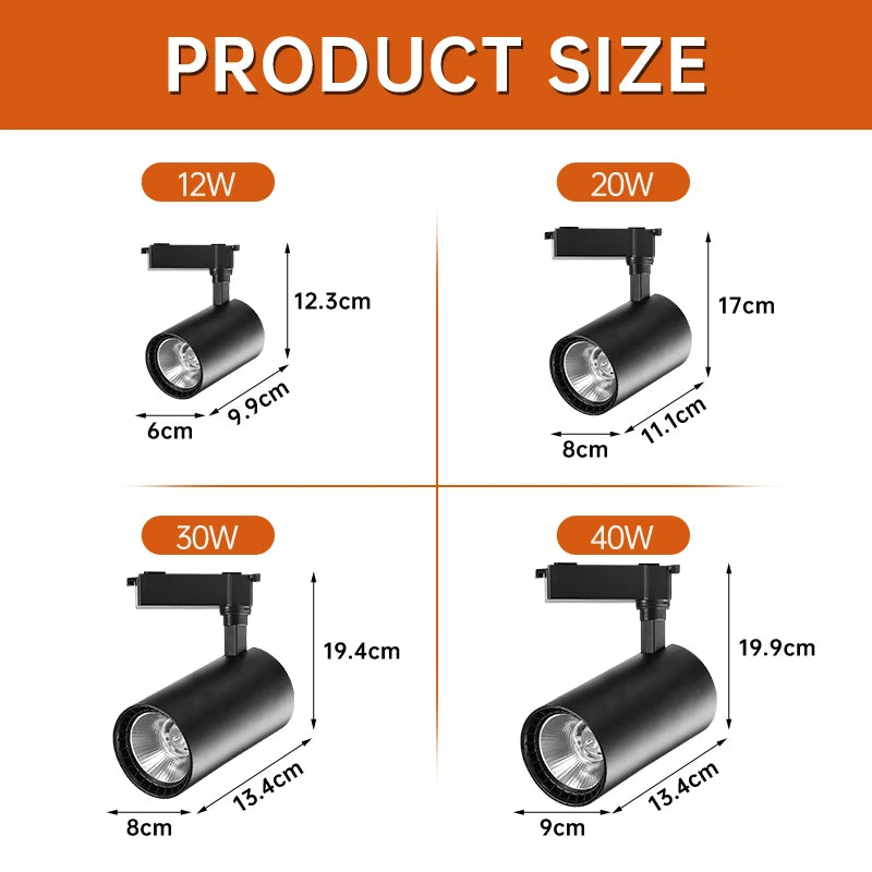 Full Set LED Track Light Fixture Rail 110-220V COB Ceiling Spot Lighting for Retail & Home